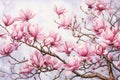 Blooming Magnolia Tree Valentine Day background