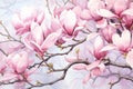 Blooming Magnolia Tree Valentine Day background