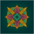 Blooming mandala ornament intricate floral fantasy illustrations Royalty Free Stock Photo