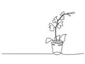 Blooming orchid in pot Continuous one line drawing Royalty Free Stock Photo
