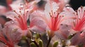 Photorealistic Macro Of Water Drops On Pink Flowers