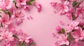 Blooming Pink Lilies Framing a Pink Gradient Background