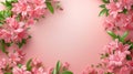 Blooming Pink Lilies Framing a Pink Gradient Background Royalty Free Stock Photo