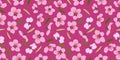 Blooming red cherry tree, sakura tree, seamless pattern. Vector illustration ready for printing. Can be used for Royalty Free Stock Photo