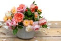 Blooming roses in plant pot