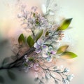 Blooming spring branch generated AI at blur background
