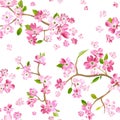 Blooming Spring Flowers Pattern Background. Seamless Fashion Print