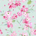 Blooming Spring Flowers Pattern Background. Seamless Fashion Print