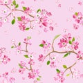 Blooming Spring Flowers Pattern Background. Seamless Fashion Print