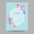 Blooming Spring and Summer Floral Frame. Watercolor Dogwood Flowers for Invitation, Wedding, Baby Shower Greeting Card