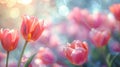 Blooming Spring Tulip Closeup on Pastel Bokeh Royalty Free Stock Photo