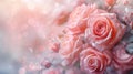 Blooming Summer Roses: Delicate and Festive Floral Bouquet on Soft Pastel Background for Floral Cards and More Royalty Free Stock Photo