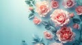 Blooming Summer Roses: Delicate and Festive Floral Bouquet on Soft Pastel Background for Floral Cards and More Royalty Free Stock Photo