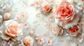 Blooming Summer Roses: Delicate and Festive Floral Bouquet on Soft Pastel Background for Floral Cards and More Royalty Free Stock Photo