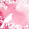 Blooming tree and birds Royalty Free Stock Photo