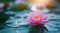 blooming Water lily on pond, with space for copy text caption Royalty Free Stock Photo