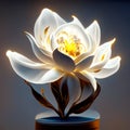 Blooming white lotus flower on a dark background. 3d rendering AI Generated Royalty Free Stock Photo