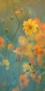 Blooming yellow cosmos sulphureus flowers bed on beautiful blurred nature background Royalty Free Stock Photo