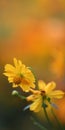 Blooming yellow cosmos sulphureus flowers bed on beautiful blurred nature background Royalty Free Stock Photo