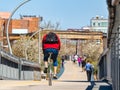 The 606 Bloomingdale Trail is busy with pedestrians and cyclists. Streets of Chicago Royalty Free Stock Photo