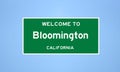 Bloomington, California city limit sign. Town sign from the USA.