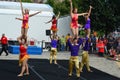 Bloomington City, USA - August 27, 2016 - Gamma Phi Circus acrobats at Sweetcorn and Blues Festival - This photo was taken during Royalty Free Stock Photo