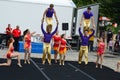 Bloomington City, USA - August 27, 2016 - Gamma Phi Circus acrobats at Sweetcorn and Blues Festival - This photo was taken during Royalty Free Stock Photo