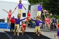 Bloomington City, USA - August 27, 2016 - Gamma Phi Circus acrobats at Sweetcorn and Blues Festival - This photo was taken during Royalty Free Stock Photo