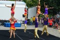 Bloomington City, USA - August 27, 2016 - Gamma Phi Circus acrobats at Sweetcorn and Blues Festival - This photo was taken during Royalty Free Stock Photo