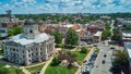 Bloomington Indiana downtown The Square with courthouse aerial Royalty Free Stock Photo