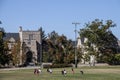 Bloomington USA Students playing Ultimate frisbee on University of Indiana campus