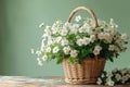 Blooms in a basket Fresh white flowers arranged with timeless elegance