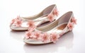 Blossom Bliss Ballet Flats on a White Background -Generative Ai