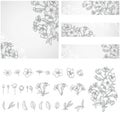 Blossom branch and flowers hand drawn illustrations . Royalty Free Stock Photo