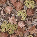 Blossom Brown seamless pattern. Lily flowers