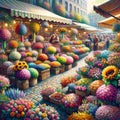 Blossom Extravaganza: AI Enhanced Colorful Flower Market