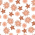 Blossom floral seamless pattern with daisy. Blooming botanical motifs scattered random. Pink and red vector texture Royalty Free Stock Photo