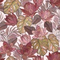 Blossom floral seamless pattern. Lily flowers