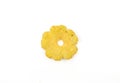 Blossom flower shaped puffy flips snack cracker isolated on white background