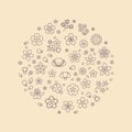 Blossom flower thin line icons in circle design. trendy vector logo