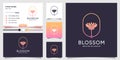 Blossom logo with fresh and unique concept and business card design template, abstract, gradient, Premium Vector Royalty Free Stock Photo
