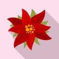 Blossom poinsettia icon, flat style Royalty Free Stock Photo