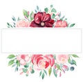 Blossom watercolor hand drawn raster frame template