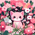 Blossom Whiskers - Captivating Cat Art in Enchanted Gardens