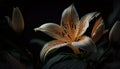 Blossomed beautiful lily flower closeup on a dark background