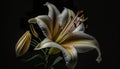 Blossomed beautiful lily flower closeup on a dark background