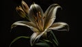 Blossomed beautiful lily flower closeup on a dark background