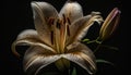 Blossomed beautiful lily flower closeup on a dark background