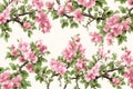 Blossoming branch of sakura,  Seamless pattern Royalty Free Stock Photo