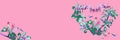 Blossoming branches on a pink background. Blooming heart. Spring banner. Copy space Royalty Free Stock Photo